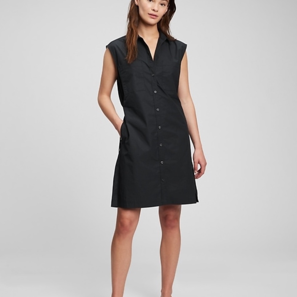 The Gap Black Utility Sleeveless Shirtdress | Size L